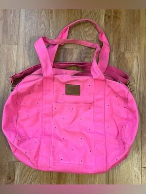 Vintage VS PINK studded Y2K canvas hot pink duffle bag